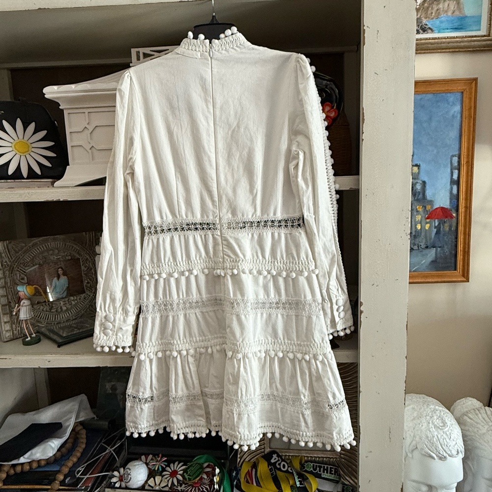 Layered With Love Medium M Anthropologie white pom pom dress - Picture 3 of 4